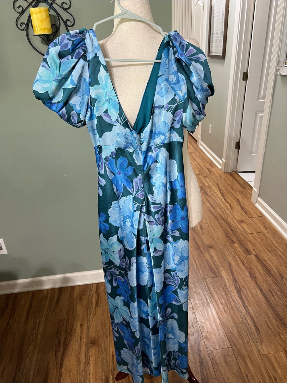 Hello Molly Teal Blue Floral Tie-Front Midi Dress - Picture 5 of 7
